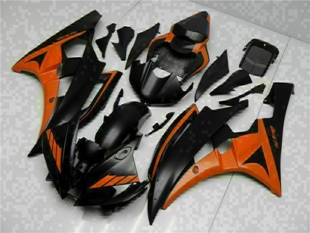 Orange Noir Carénage Moto Yamaha R6 2006-2007 Orange Noir Carénage Moto Yamaha R6 2006-2007