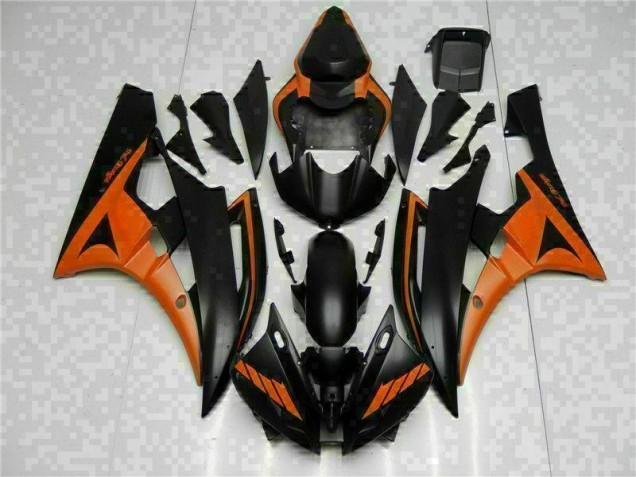 Orange Noir Carénage Moto Yamaha R6 2006-2007 Orange Noir Carénage Moto Yamaha R6 2006-2007