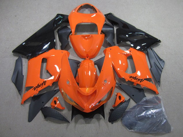 Orange Noir Ninja Carénage Moto Kawasaki ZX6R 2005-2006 Orange Noir Ninja Carénage Moto Kawasaki ZX6R 2005-2006