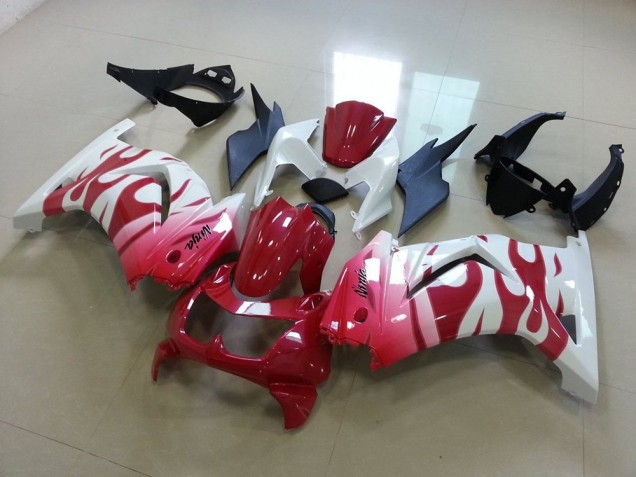 Rose Rouge Flamme Carénage Moto Kawasaki ZX 250R 2008-2012 Rose Rouge Flamme Carénage Moto Kawasaki ZX 250R 2008-2012