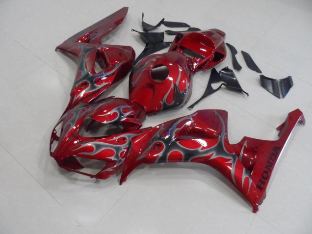 Rouge Argent Flamme Carénage Moto Honda CBR 1000 RR 2006-2007