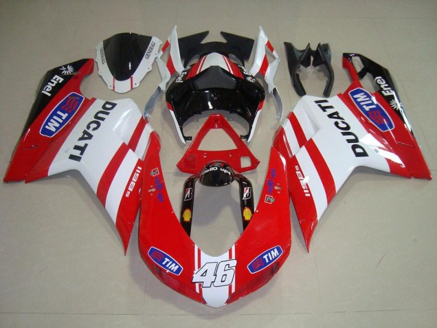 Rouge Blanc 46 Carénage Moto Ducati 848 1098 1198 2007-2014 Rouge Blanc 46 Carénage Moto Ducati 848 1098 1198 2007-2014