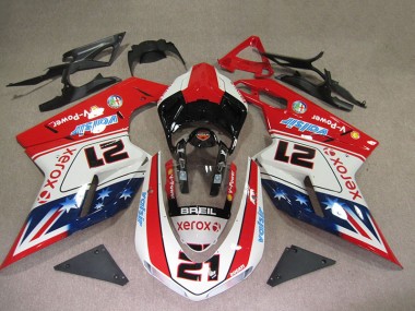 Rouge Blanc Breil Xerox 21 Carénage Moto Ducati 1098 2007-2014