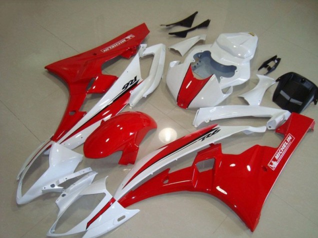 Rouge Blanc Carénage Moto Yamaha R6 2006-2007 Rouge Blanc Carénage Moto Yamaha R6 2006-2007