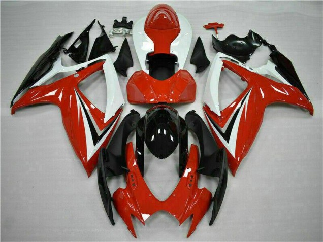 Rouge Blanc Carénages Moto Suzuki GSXR 600 / 750 K6 2006-2007 Rouge Blanc Carénages Moto Suzuki GSXR 600 / 750 K6 2006-2007