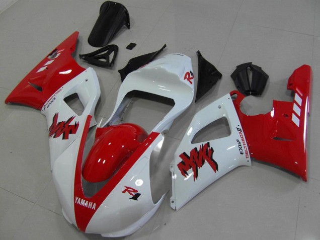 Rouge Blanc Courses Carénage Moto Yamaha R1 2000-2001 Rouge Blanc Courses Carénage Moto Yamaha R1 2000-2001