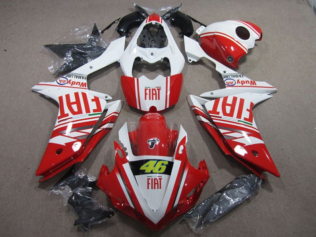 Rouge Blanc Fiat 46 Carénage Moto Yamaha R1 2007-2008 Rouge Blanc Fiat 46 Carénage Moto Yamaha R1 2007-2008