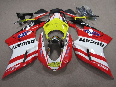 Rouge Blanc Generali 46 Carénage Moto Ducati 1098 848 2007-2014