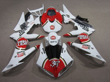 Rouge Blanc Lucky Strike Carénage Moto Yamaha R6 2008-2016