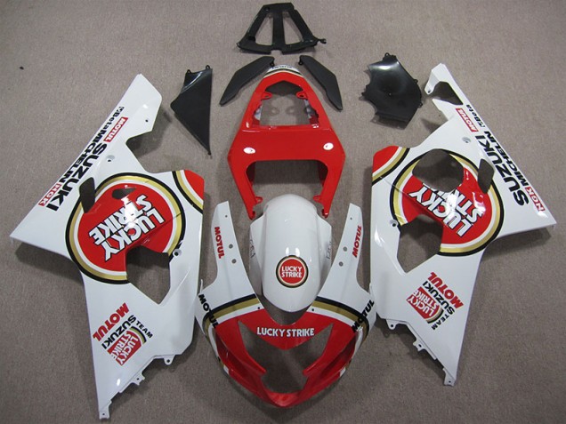 Rouge Blanc Lucky Strike Motul Carénage Moto Suzuki GSXR 600 K4 2004-2005 Rouge Blanc Lucky Strike Motul Carénage Moto Suzuki GSXR 600 K4 2004-2005