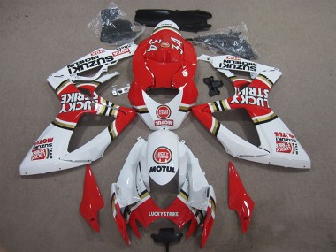 Rouge Blanc Lucky Strike Motul Carénage Moto Suzuki GSXR 600 K6 2006-2007