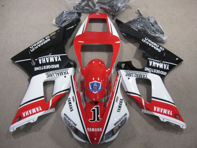 Rouge Blanc Noir 50 Carénage Moto Yamaha R1 1998-1999 Rouge Blanc Noir 50 Carénage Moto Yamaha R1 1998-1999
