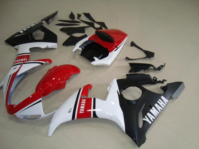 Rouge Blanc Noir Mat Carénage Moto Yamaha R6 2003-2005 Rouge Blanc Noir Mat Carénage Moto Yamaha R6 2003-2005