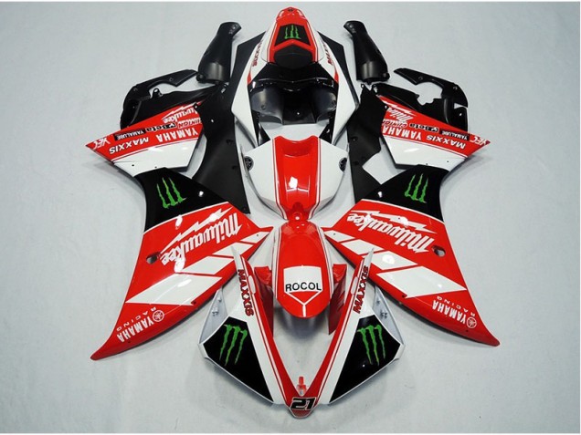 Rouge Blanc Rocol Carénage Moto Yamaha R1 2012-2014 Rouge Blanc Rocol Carénage Moto Yamaha R1 2012-2014
