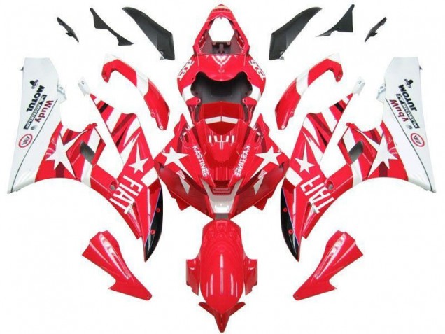 Rouge Blanc Star Fiat Carénage Moto Yamaha R6 2006-2007 Rouge Blanc Star Fiat Carénage Moto Yamaha R6 2006-2007