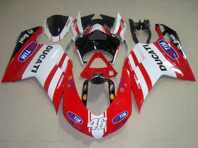 Rouge Blanc Tim 46 Carénage Moto Ducati 1098 2007-2014 Rouge Blanc Tim 46 Carénage Moto Ducati 1098 2007-2014