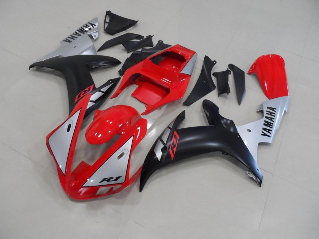 Rouge Matte Argent Carénage Moto Yamaha R1 2002-2003 Rouge Matte Argent Carénage Moto Yamaha R1 2002-2003