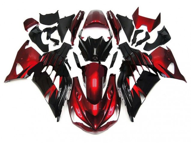 Rouge Noir Carénage Moto Kawasaki ZX14R ZZR 1400 2012-2021 Rouge Noir Carénage Moto Kawasaki ZX14R ZZR 1400 2012-2021
