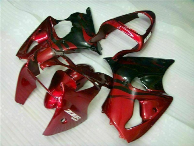 Rouge Noir Carénage Moto Kawasaki ZX6R 2000-2002 Rouge Noir Carénage Moto Kawasaki ZX6R 2000-2002