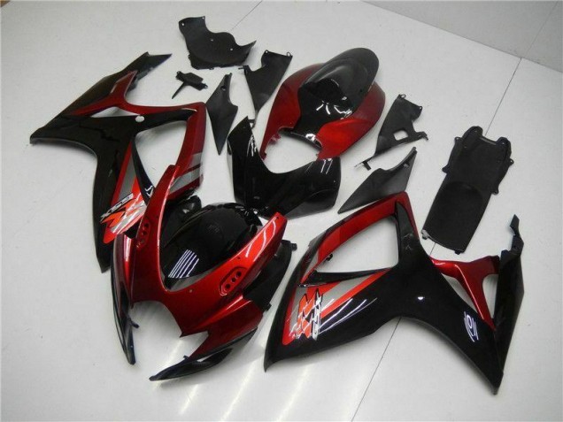 Rouge Noir Carénage Moto Suzuki GSXR 600 / 750 K6 2006-2007 Rouge Noir Carénage Moto Suzuki GSXR 600 / 750 K6 2006-2007