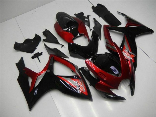 Rouge Noir Carénage Moto Suzuki GSXR 600 / 750 K6 2006-2007 Rouge Noir Carénage Moto Suzuki GSXR 600 / 750 K6 2006-2007
