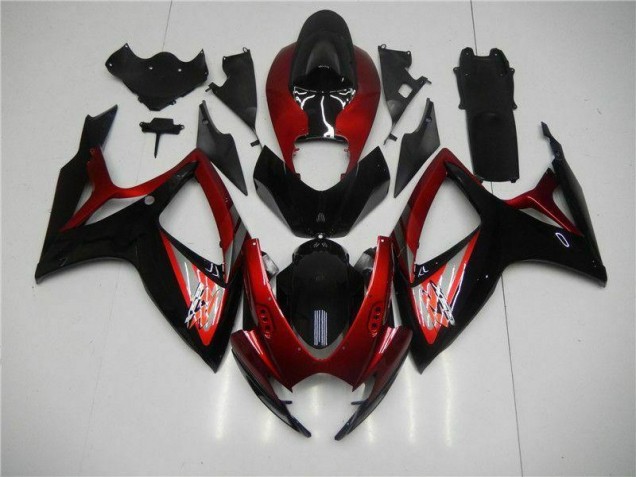 Rouge Noir Carénage Moto Suzuki GSXR 600 / 750 K6 2006-2007 Rouge Noir Carénage Moto Suzuki GSXR 600 / 750 K6 2006-2007