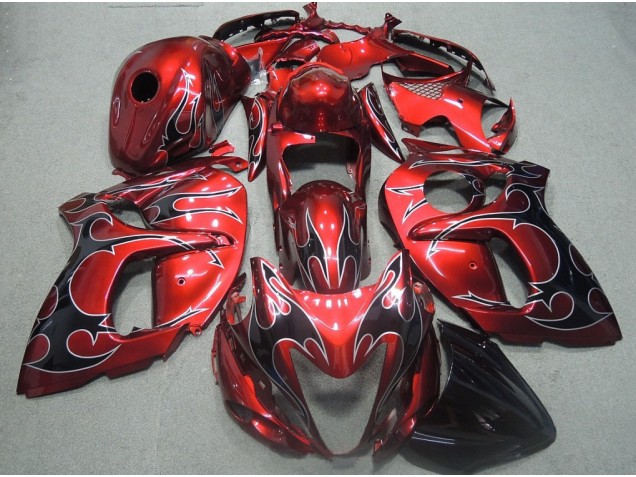 Rouge Noir Flamme Carénage Moto Suzuki GSXR 1300 Hayabusa 2008-2019 Rouge Noir Flamme Carénage Moto Suzuki GSXR 1300 Hayabusa 2008-2019