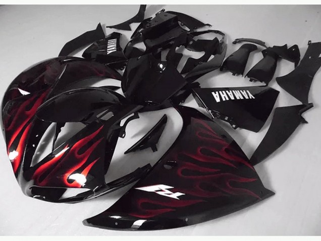 Rouge Noir Flamme Carénage Moto Yamaha R1 2012-2014 Rouge Noir Flamme Carénage Moto Yamaha R1 2012-2014