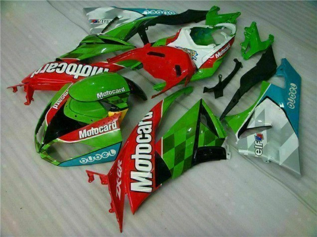 Rouge Vert Motocard Carénage Moto Kawasaki ZX6R 2009-2012 Rouge Vert Motocard Carénage Moto Kawasaki ZX6R 2009-2012