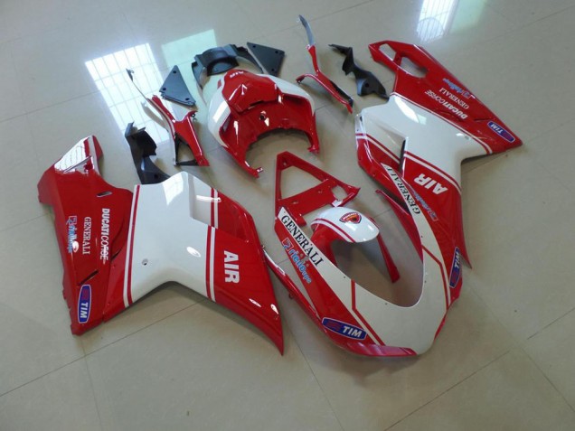 Rouge et Blanc Air Carénage Moto Ducati 848 1098 1198 2007-2014 Rouge et Blanc Air Carénage Moto Ducati 848 1098 1198 2007-2014
