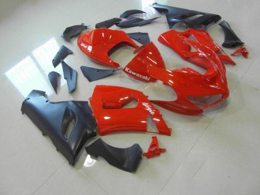 Rouge et Noir Mat Carénage Moto Kawasaki ZX6R 2005-2006