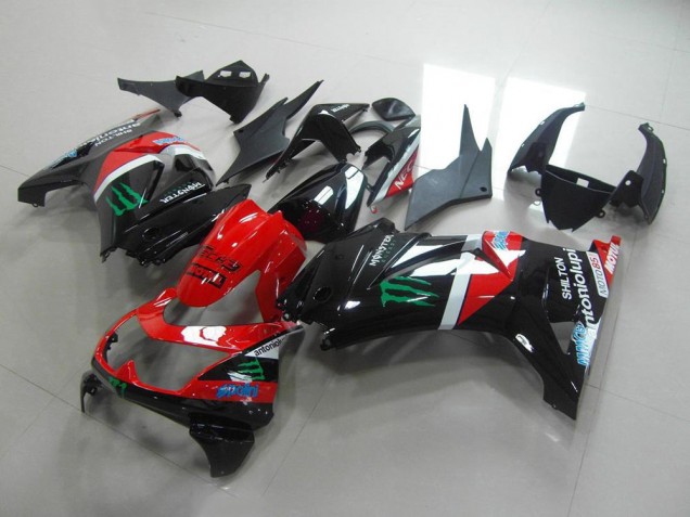Rouge et Noir Monster Carénage Moto Kawasaki ZX 250R 2008-2012 Rouge et Noir Monster Carénage Moto Kawasaki ZX 250R 2008-2012