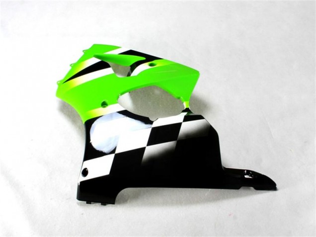 Vert Noir Blanc Carénage Moto Kawasaki ZX6R 2000-2002 Vert Noir Blanc Carénage Moto Kawasaki ZX6R 2000-2002