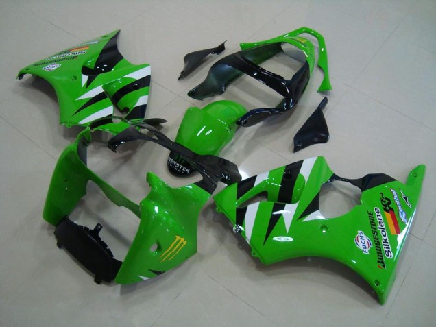 Vert Noir Carénage Moto Kawasaki ZX6R 2000-2002 Vert Noir Carénage Moto Kawasaki ZX6R 2000-2002